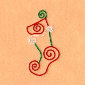 Picture of Christmas Stocking Swirls Machine Embroidery Design