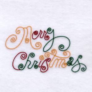 Picture of Merry Christmas Swirls Machine Embroidery Design