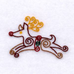 Picture of Flying Rudolf Swirls Machine Embroidery Design