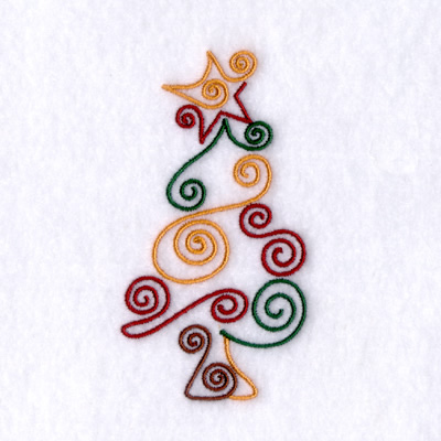 Christmas Tree Swirls Machine Embroidery Design