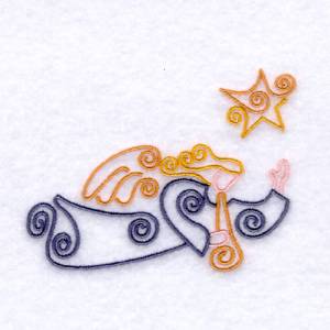 Picture of Christmas Angel & Star Swirls Machine Embroidery Design