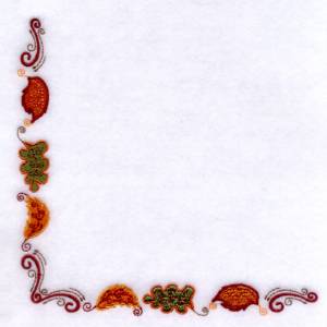 Picture of Autumn Harvest Leaf Corner Machine Embroidery Design