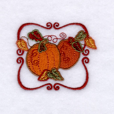 Autumn Harvest Pumpkin Square Machine Embroidery Design