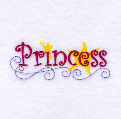 Princess with Stars & Swirls Machine Embroidery Design