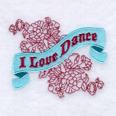 I Love Dance with Flowers Machine Embroidery Design