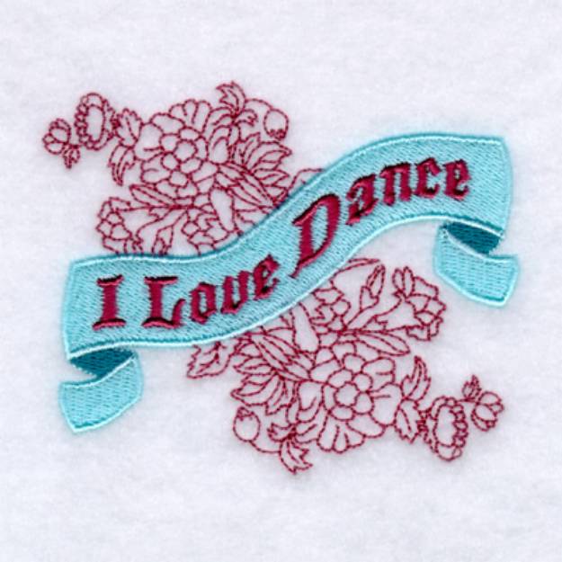 Picture of I Love Dance with Flowers Machine Embroidery Design
