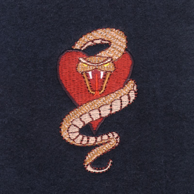 Snake Entwined Heart Machine Embroidery Design
