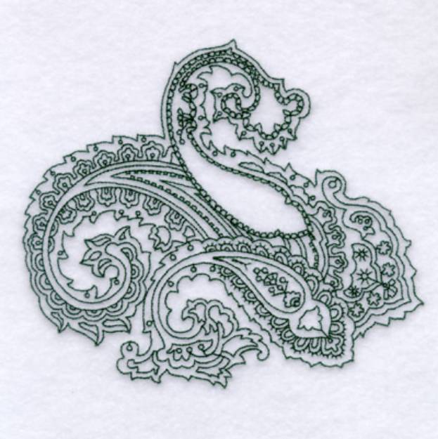 Picture of Paisley Outline #2 - Large Machine Embroidery Design