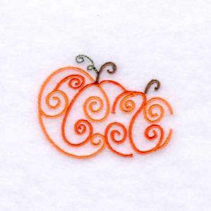 Picture of Swirly Pumpkin Pair Machine Embroidery Design