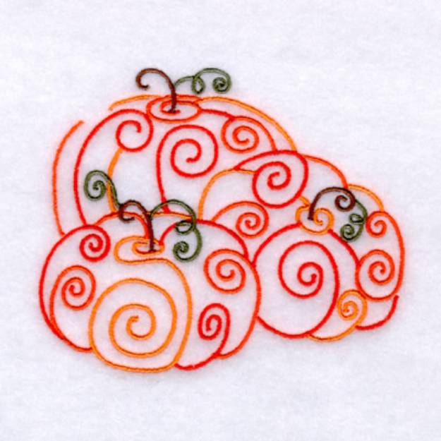 Picture of Swirly Pumpkin Cluster Machine Embroidery Design