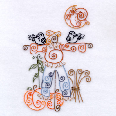 Swirly Scarecrow Scene Machine Embroidery Design