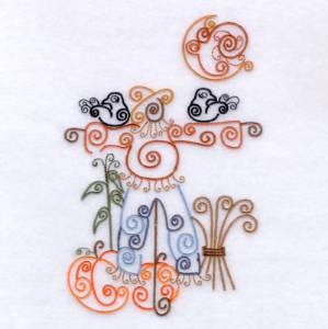 Picture of Swirly Scarecrow Scene Machine Embroidery Design