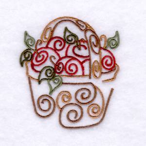 Picture of Swirly Apple Basket Machine Embroidery Design