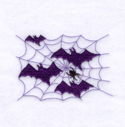 Bats Spider Web Machine Embroidery Design