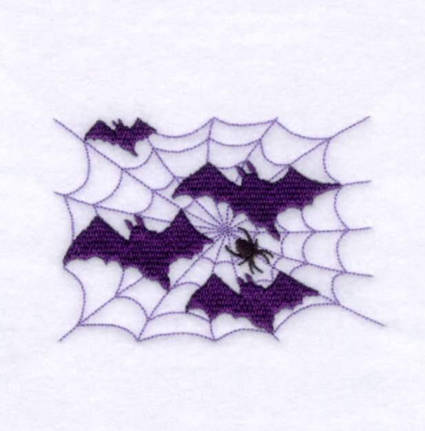 Picture of Bats Spider Web Machine Embroidery Design