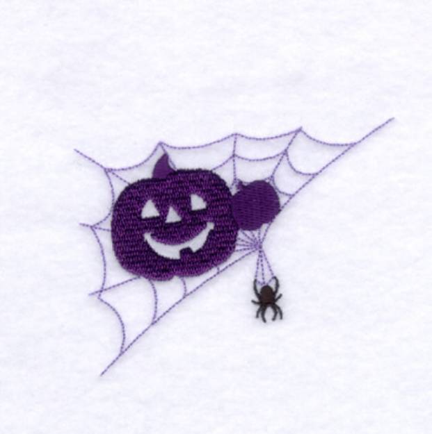 Picture of Pumpkin Spider Web Machine Embroidery Design