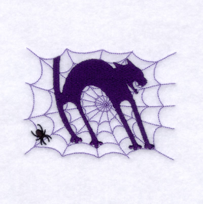 Black Cats Spider Web Machine Embroidery Design