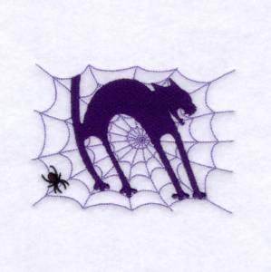 Picture of Black Cats Spider Web Machine Embroidery Design