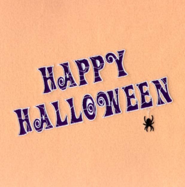 Picture of Happy Halloween Spider Web Machine Embroidery Design