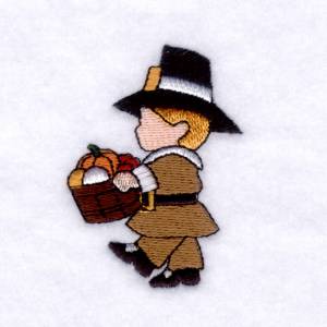 Picture of Pilgrim Man with Basket Machine Embroidery Design