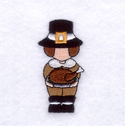 Pilgrim Man with Turkey Machine Embroidery Design