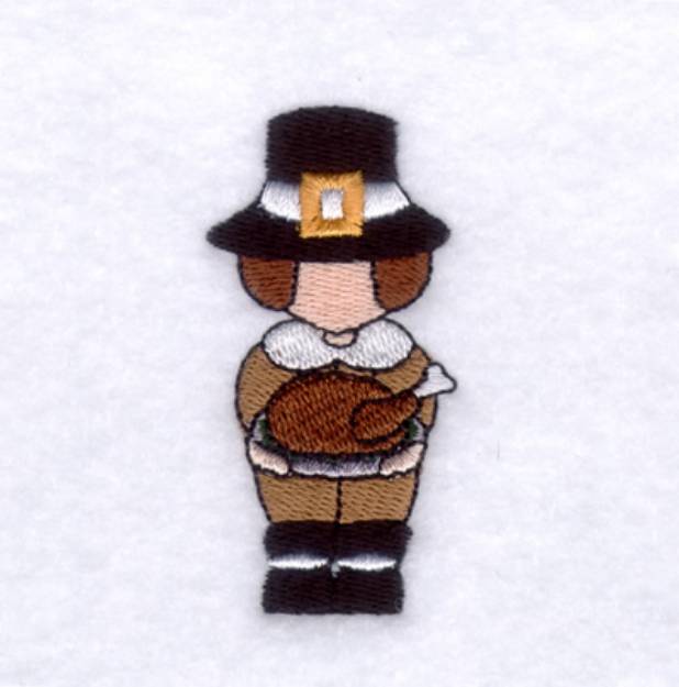 Picture of Pilgrim Man with Turkey Machine Embroidery Design