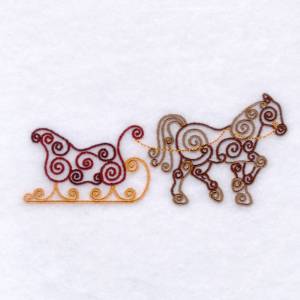 Picture of Horse & Sleigh Swirls Machine Embroidery Design