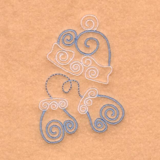 Picture of Hat & Mittens Swirls Machine Embroidery Design