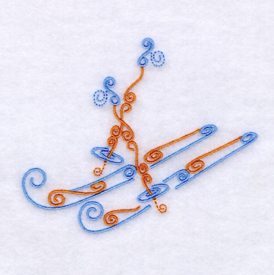 Snow Ski Swirls Machine Embroidery Design