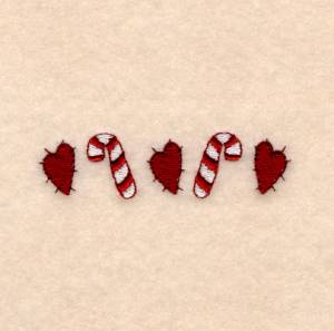 Picture of Candy Canes & Hearts Machine Embroidery Design
