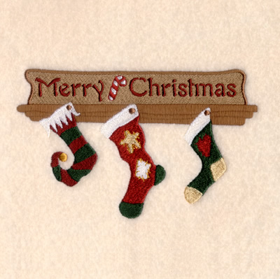 Merry Christmas Stockings Machine Embroidery Design