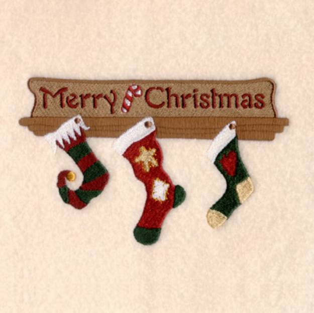 Picture of Merry Christmas Stockings Machine Embroidery Design