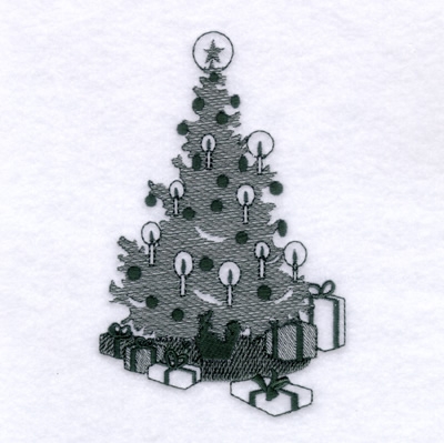 Candlelit Xmas Tree Machine Embroidery Design