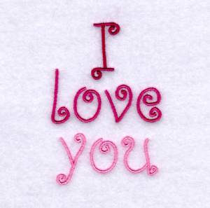 Picture of I Love You Swirls Machine Embroidery Design