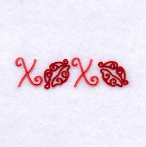 Picture of XOXO with Lips Swirls Machine Embroidery Design