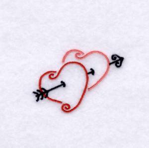 Picture of Cupids Swirly Hearts Machine Embroidery Design