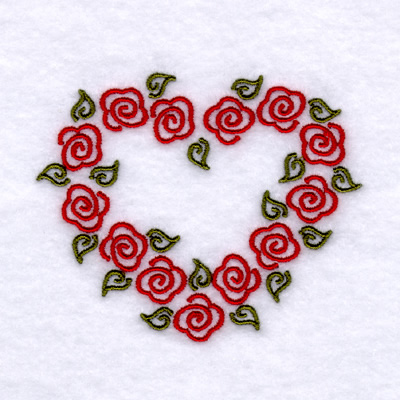 Rose Heart Swirls Machine Embroidery Design