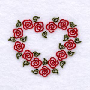 Picture of Rose Heart Swirls Machine Embroidery Design