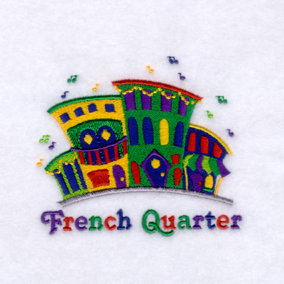 French Quarter with Buildings Machine Embroidery Design