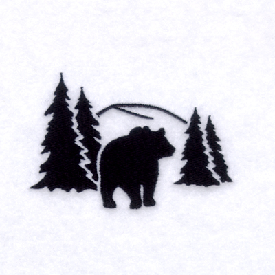 Bear Silhouette Scene Machine Embroidery Design