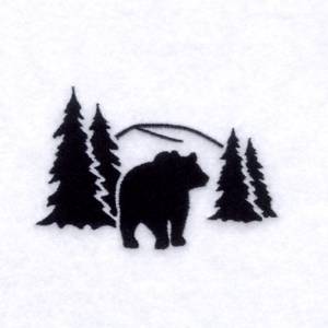 Picture of Bear Silhouette Scene Machine Embroidery Design