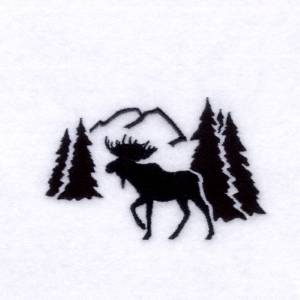 Picture of Moose Silhouette Scene Machine Embroidery Design