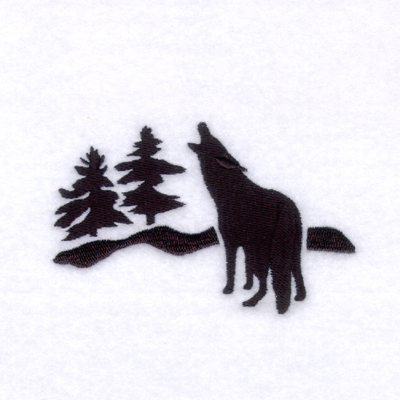 Coyote Silhouette Scene Machine Embroidery Design
