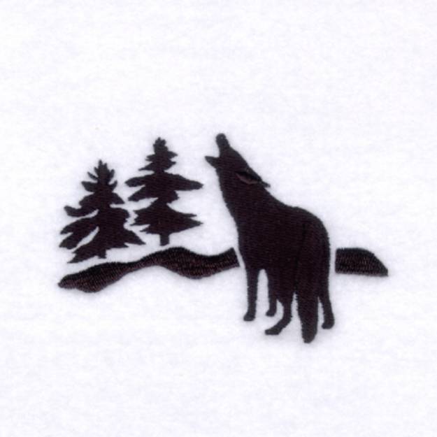 Picture of Coyote Silhouette Scene Machine Embroidery Design