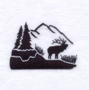 Picture of Elk Silhouette Scene Machine Embroidery Design