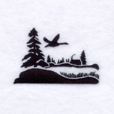 Goose Silhouette Scene Machine Embroidery Design