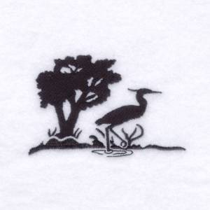 Picture of Heron Silhouette Scene Machine Embroidery Design