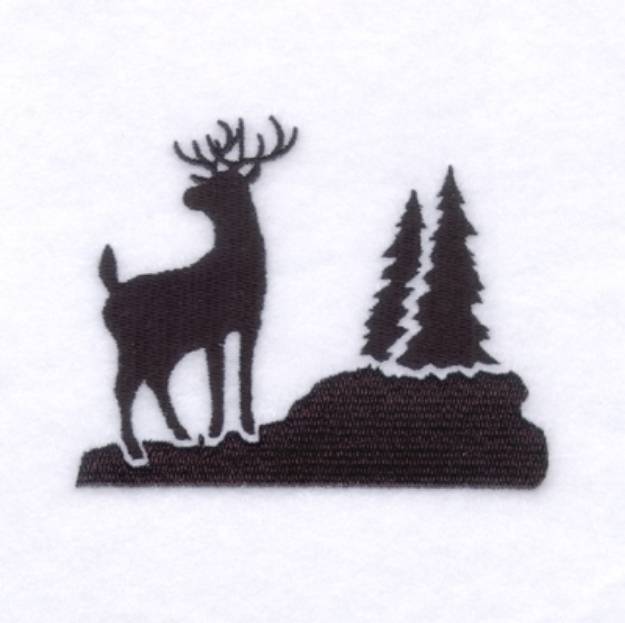 Picture of Deer Silhouette Scene Machine Embroidery Design
