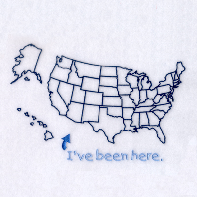 United States of America "Ive been here" Machine Embroidery Design