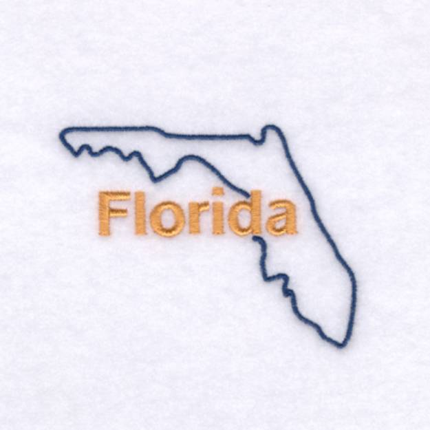 Picture of Florida Outline Machine Embroidery Design